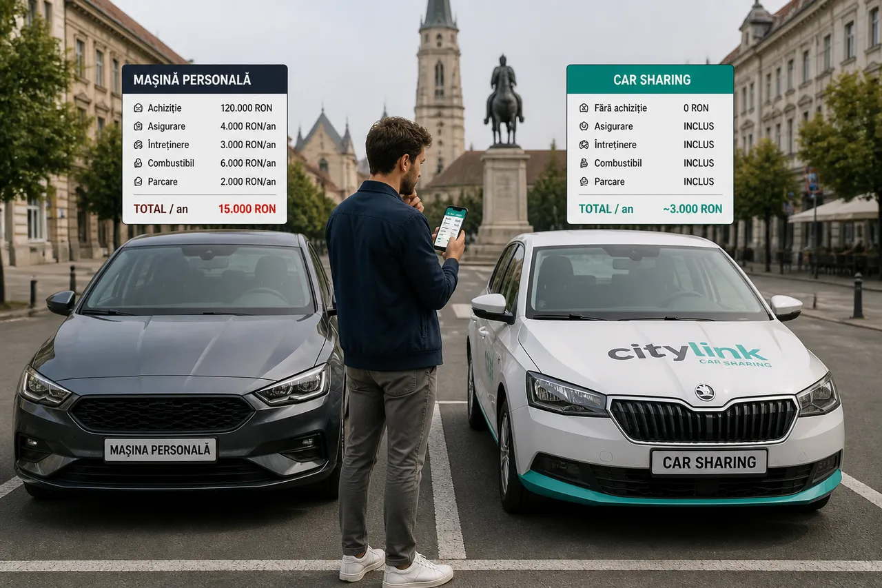 comparație mașină personală și car sharing
