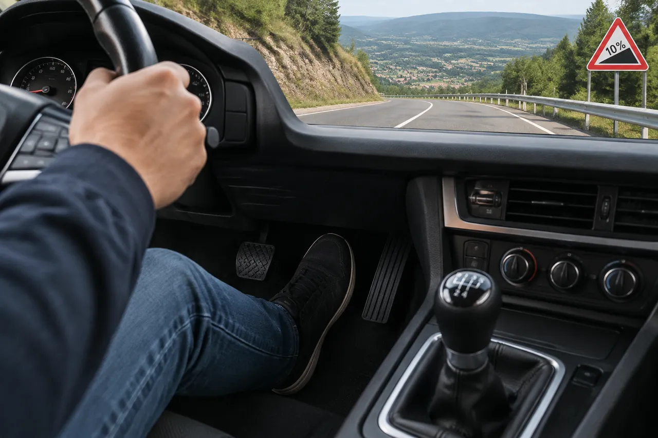 frâna de motor pe coborâri lungi